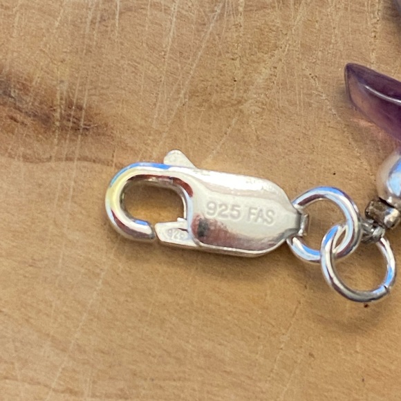 Beautiful Amethyst, abalone, and agate or Charoite 925 sterling silver bracelet - Picture 9 of 12